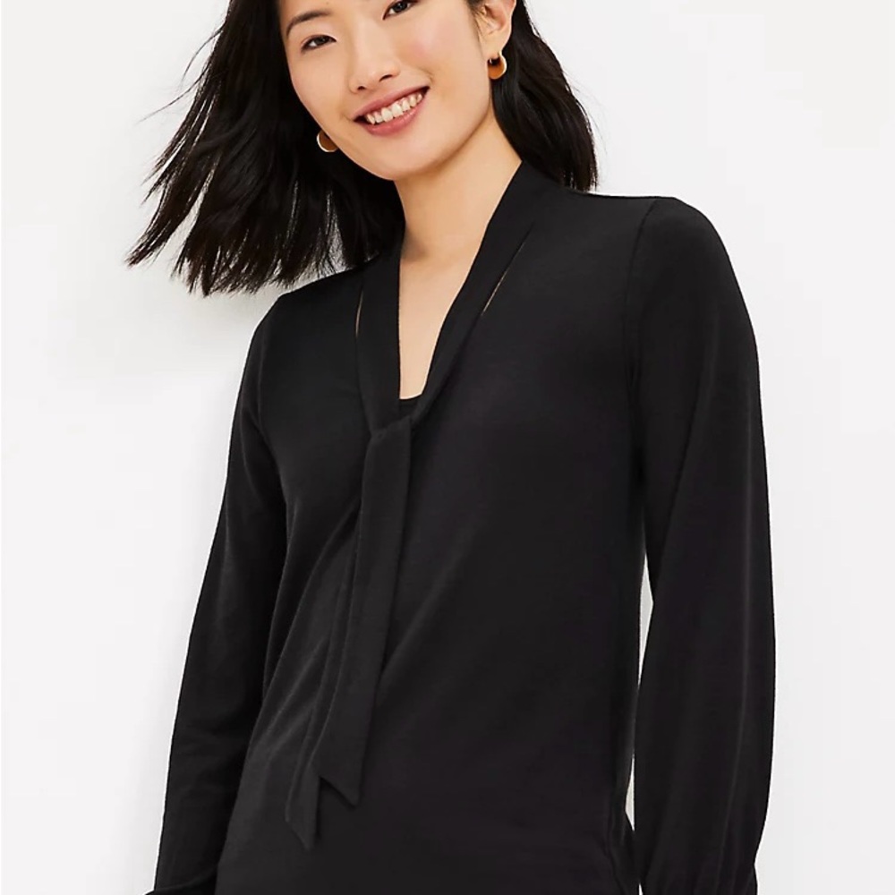 LOFT Petite XS Tie Neck Knit Blouse